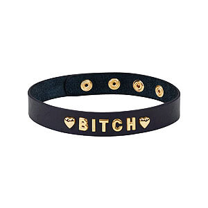 Liebe Seele Choker Bitch (Gold), kožený fetish obojek