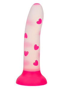 CalExotics Glow In The Dark Stick Heart (Pink), dildo s přísavkou